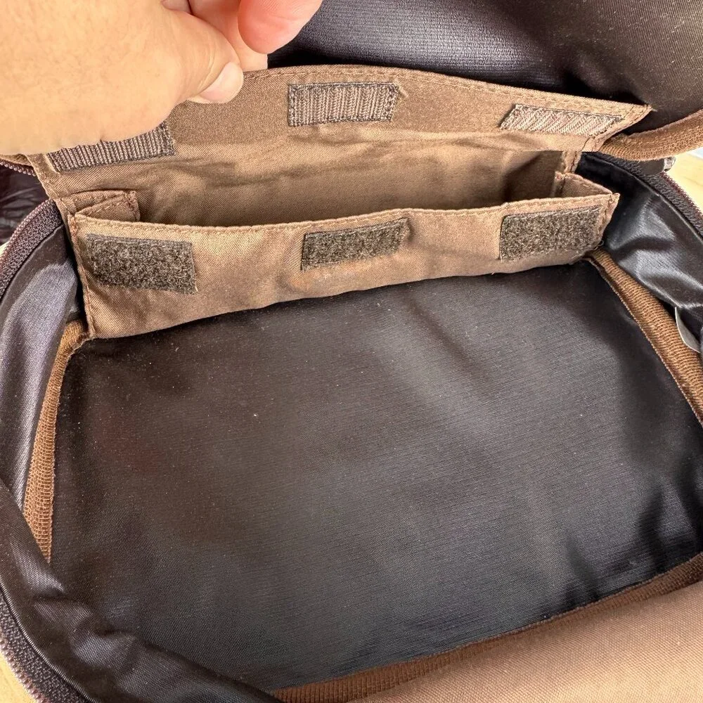 Tica Light Brown Leather Travel Zip Around Toiletrie Case Bag Unisex